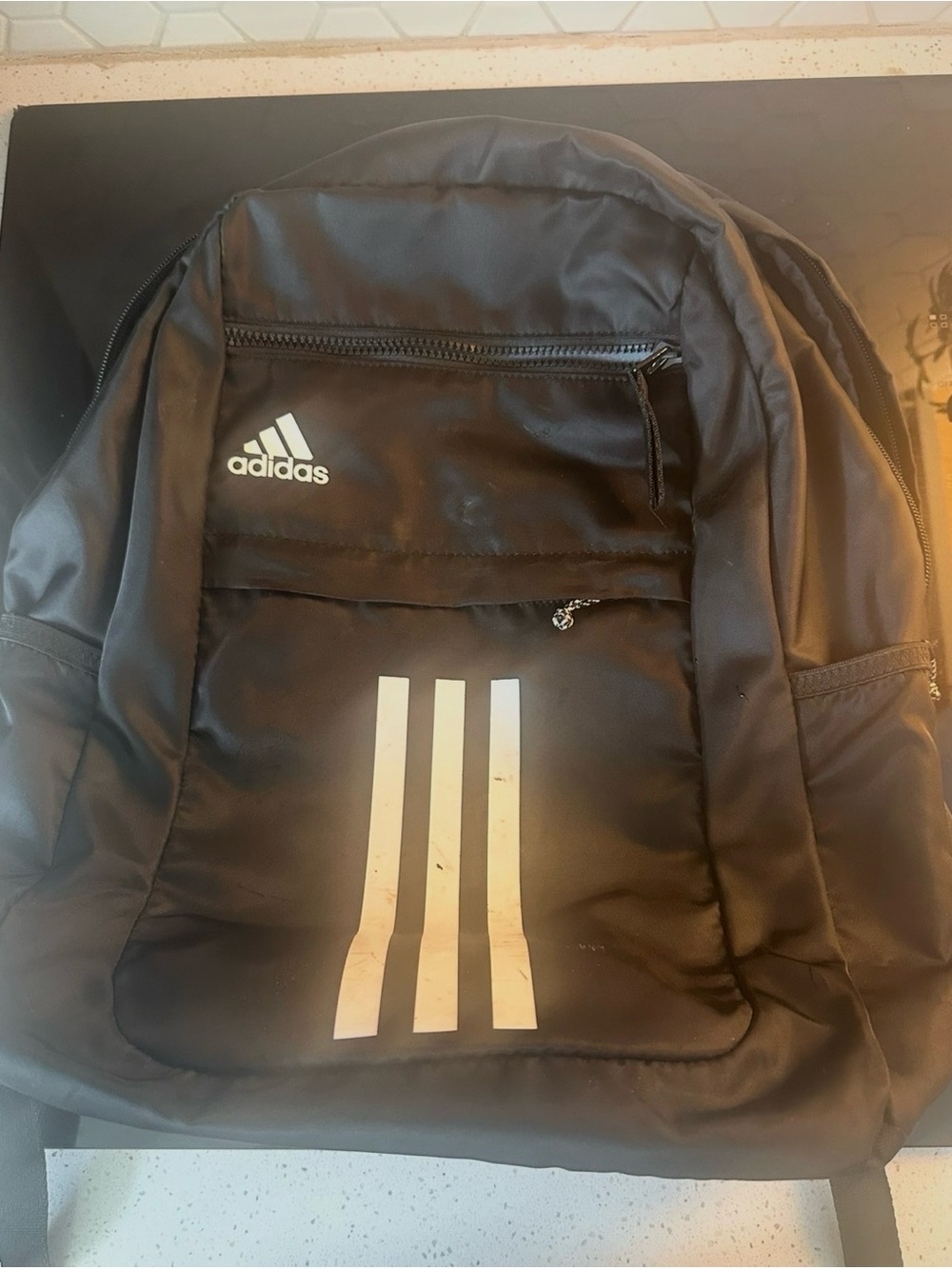 Adidas Black Backpack with Reflective Stripes